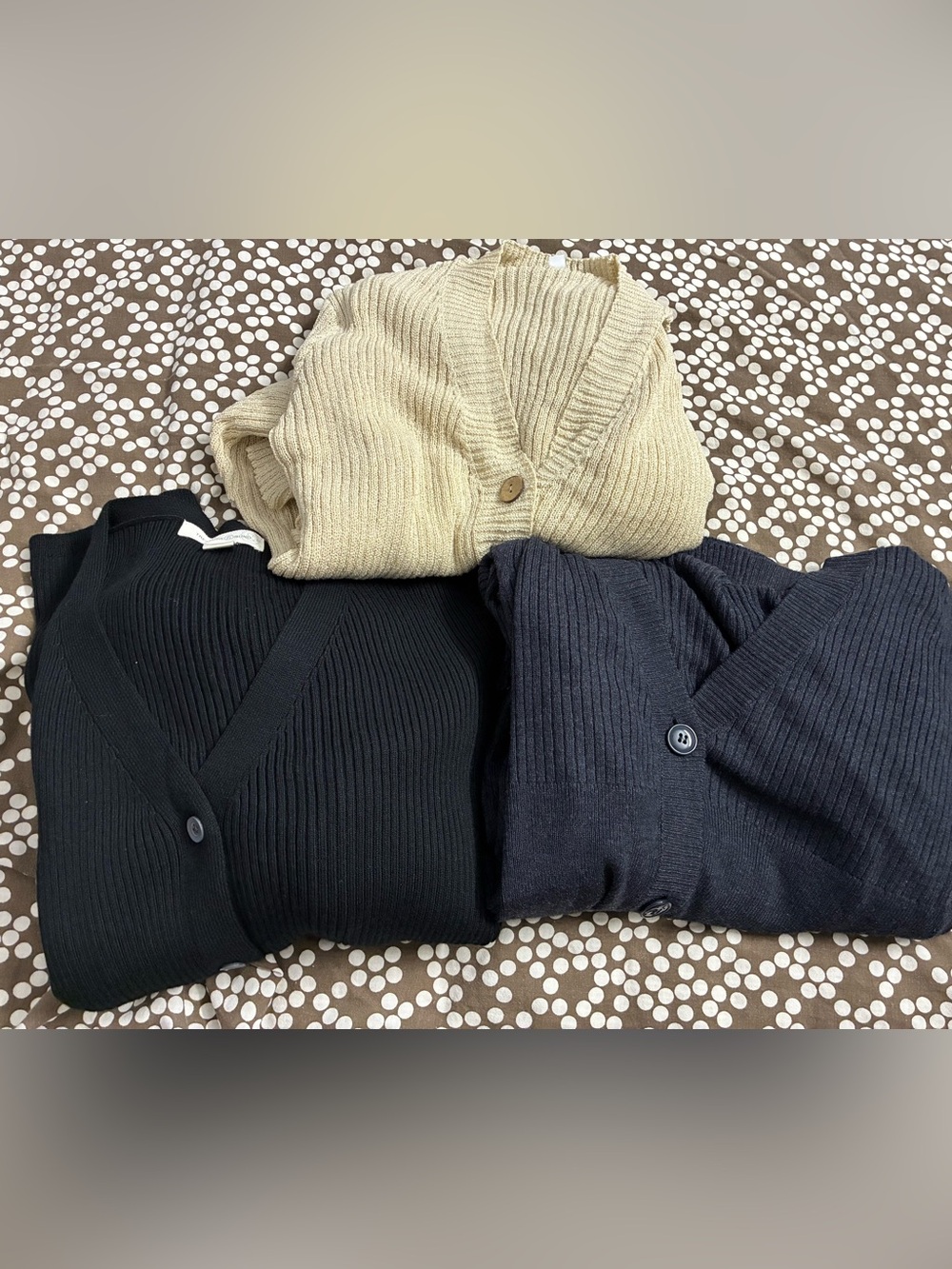 Women Ribbed V-Neck Cardigan Sweater - Black, Navy, Cream